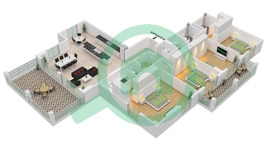 المخططات الطابقية لتصميم النموذج / الوحدة 2 / UNIT 3 FLOOR 6 شقة 4 غرف نوم - برج لو سيل 1