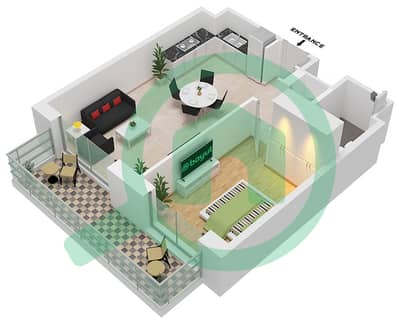 المخططات الطابقية لتصميم النموذج / الوحدة A / BL6-207 شقة 1 غرفة نوم - جومانا 6
