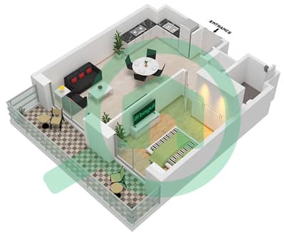 المخططات الطابقية لتصميم النموذج / الوحدة A / BL6-506 شقة 1 غرفة نوم - جومانا 6