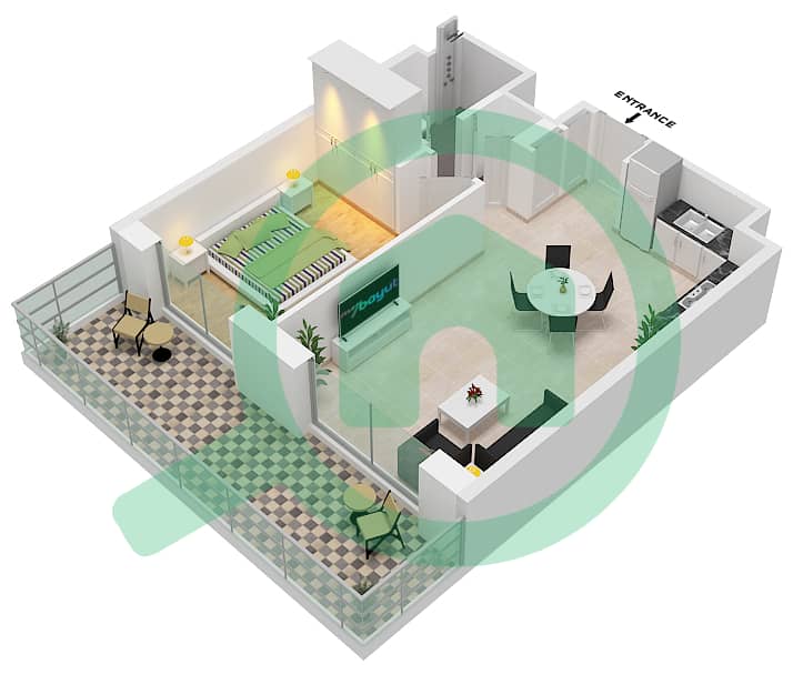 Джомана 6 - Апартамент 1 Спальня планировка Тип/мера A / BL6-501 Building No. 6/ Floor 5 interactive3D