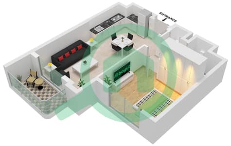 المخططات الطابقية لتصميم النموذج A شقة 1 غرفة نوم - مساكن الدبلوماسيين