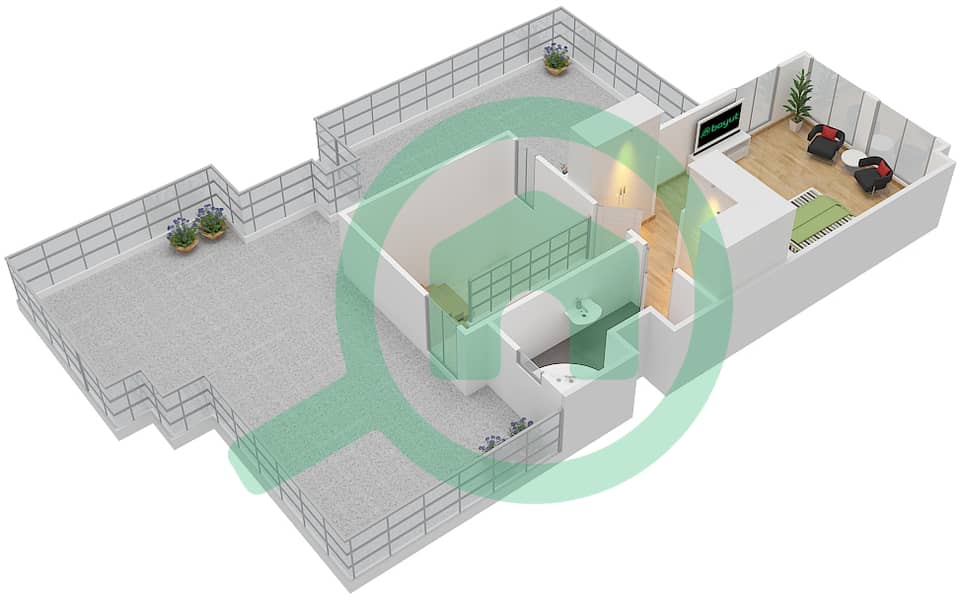 Халидия Вилладж - Вилла 5 Cпальни планировка Тип A2 Second Floor interactive3D