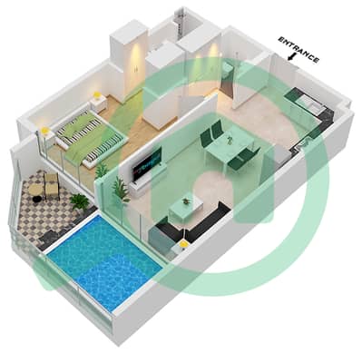 Samana Skyros - 1 Bedroom Apartment Unit 10,11 FLOOR 1-17 Floor plan