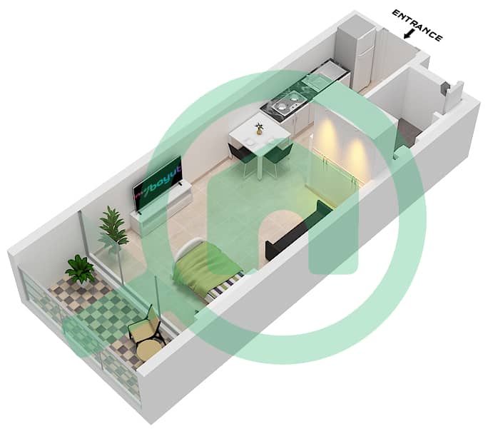 Самана Скайрос - Апартамент Студия планировка Единица измерения 16 FLOOR 1 Floor 1 interactive3D