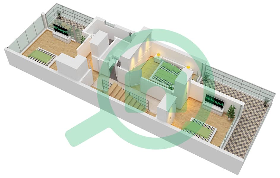 Park Greens - 5 Bedroom Townhouse Type TW-23 Floor plan First Floor interactive3D