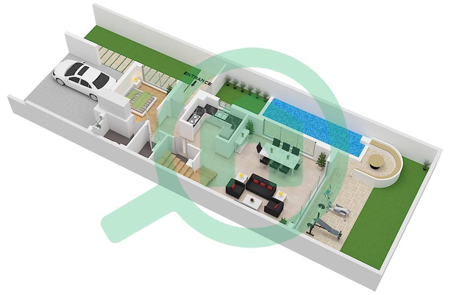 Park Greens - 5 Bedroom Villa Type TW-23 Floor plan Ground Floor interactive3D