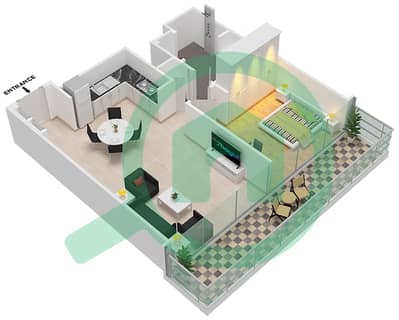 المخططات الطابقية لتصميم النموذج / الوحدة A1 UNIT 5,7 FLOOR 18 شقة 1 غرفة نوم - العنوان ريزيدنسز ذا باي