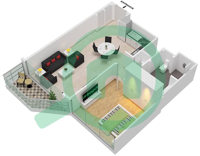 Address The Bay - 1 Bedroom Apartment Type/unit A13 UNIT 5 FLOOR 17 Floor plan A13 Unit 5 Floor 17 interactive3D