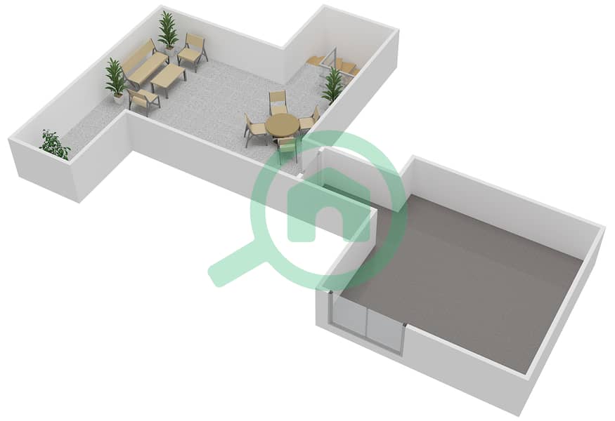 橙色湖泊住宅区 - 5 卧室别墅类型／单位B/28戶型图 Roof interactive3D