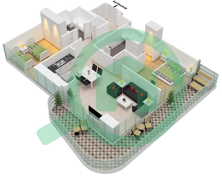 Address The Bay - 2 Bedroom Apartment Type/unit A3 UNIT 8 FLOOR 18 Floor plan A3 Unit 8 Floor 18 interactive3D