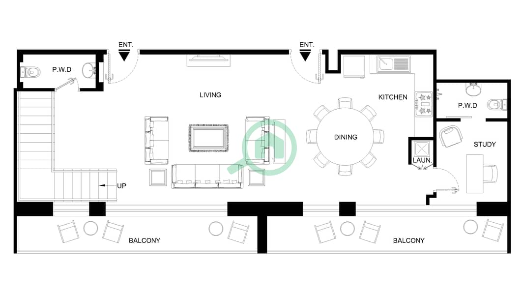 المخططات الطابقية لتصميم الوحدة UNIT 106-109 FLOOR 1,2 تاون هاوس 3 غرف نوم - العنوان ريزيدنسز ذا باي Lower Floor
Unit 106-109 Floor 1,2 & Unit 306-309 Floor 3,4 interactive3D
