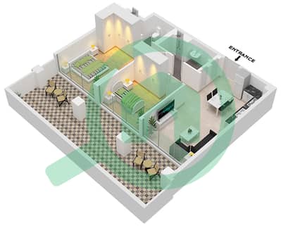 阿齐兹里维埃拉40号楼 - 2 卧室公寓类型2A FLOOR 1戶型图