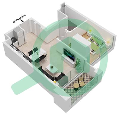 阿齐兹里维埃拉40号楼 - 1 卧室公寓类型2B FLOOR 2-10戶型图