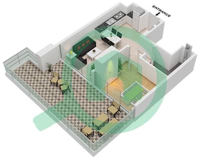 Азизи Ривьера 40 - Апартамент 1 Спальня планировка Тип 2A FLOOR 1