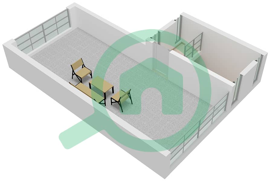 المخططات الطابقية لتصميم النموذج A فیلا 4 غرف نوم - إنديجو فل 1 Roof interactive3D