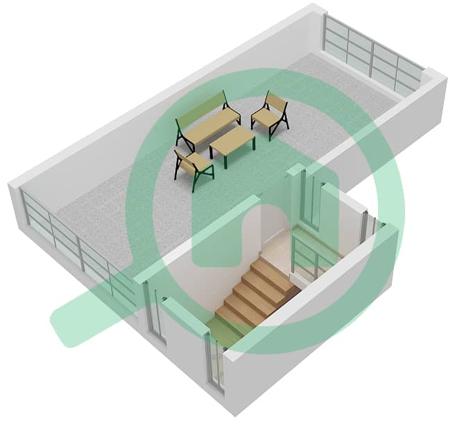 靛蓝小镇联排别墅1区 - 4 卧室别墅类型C戶型图 Roof interactive3D