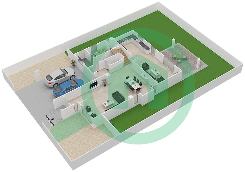 Дима 1 - Вилла 4 Cпальни планировка Тип 2 Ground Floor interactive3D
