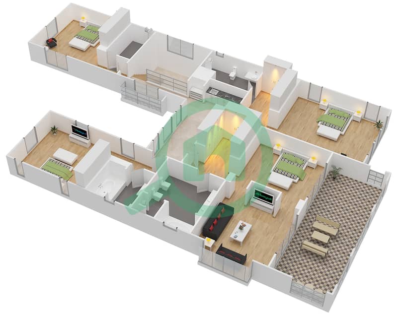 Файр Резиденсес - Вилла 5 Cпальни планировка Тип ABERDEEN First Floor interactive3D