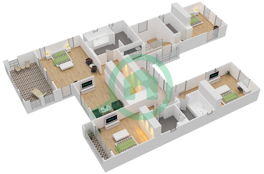 火焰公寓 - 5 卧室别墅类型ASHBURN戶型图 First Floor interactive3D