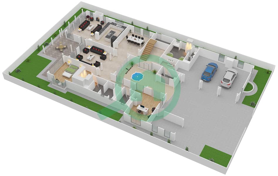 Fire Residences - 5 Bedroom Villa Type ASHBURN Floor plan Ground Floor interactive3D