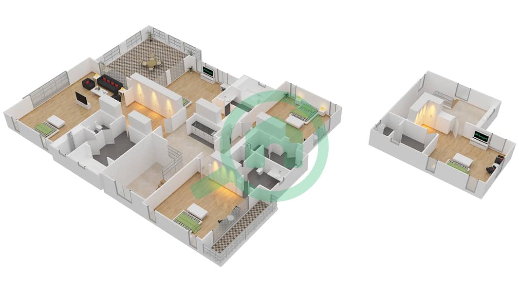 المخططات الطابقية لتصميم النموذج BLACKHEATH فیلا 5 غرف نوم - مساكن نار First Floor interactive3D
