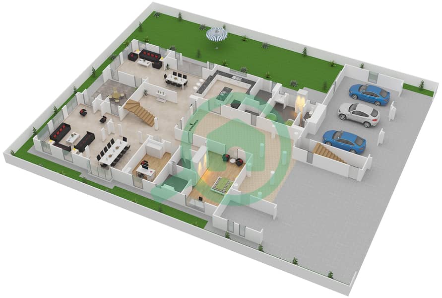 Файр Резиденсес - Вилла 6 Cпальни планировка Тип CAPE Ground Floor interactive3D