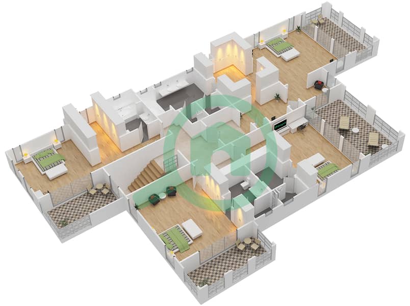 Файр Резиденсес - Вилла 5 Cпальни планировка Тип COUNTY DOWN First Floor interactive3D