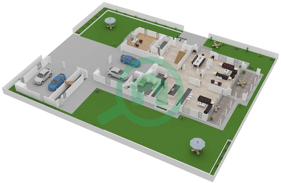 المخططات الطابقية لتصميم النموذج JERSEY فیلا 5 غرف نوم - مساكن نار Ground Floor interactive3D