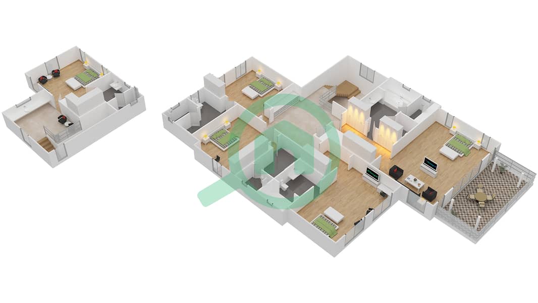 火焰公寓 - 5 卧室别墅类型JERSEY戶型图 First Floor interactive3D