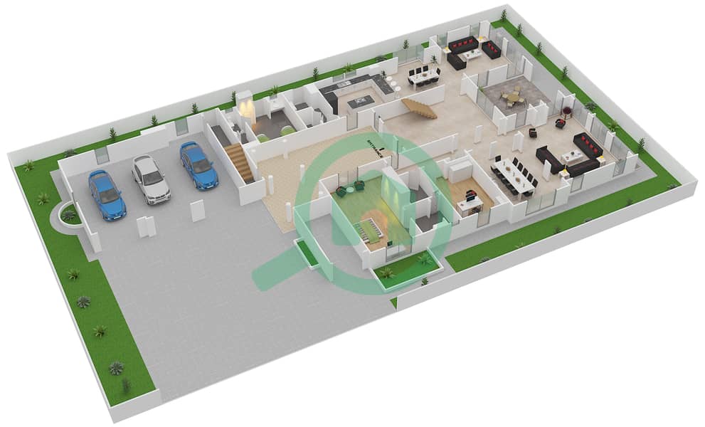 المخططات الطابقية لتصميم النموذج ONTARIO فیلا 6 غرف نوم - مساكن نار Ground Floor interactive3D