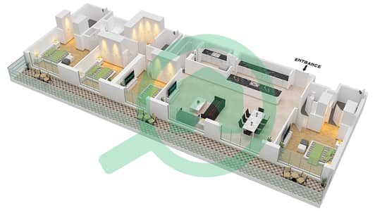 المخططات الطابقية لتصميم النموذج 4A شقة 4 غرف نوم - روسو باي ريزيدنسز