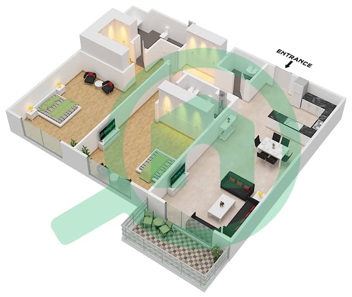 Luma 22 - 2 Bedroom Apartment Type F Floor plan interactive3D