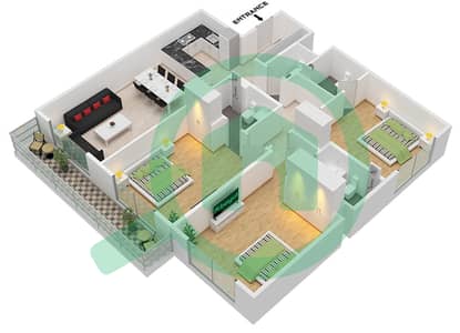 المخططات الطابقية لتصميم النموذج G شقة 3 غرف نوم - لمى 22
