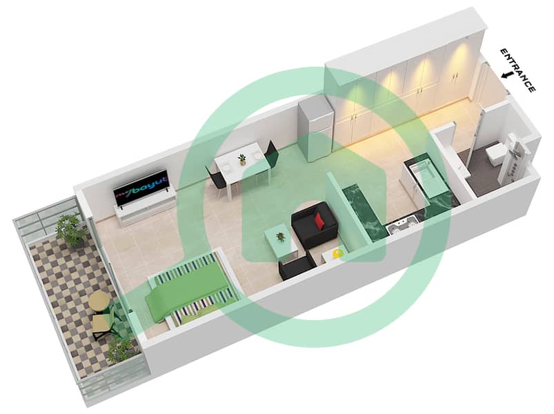 المخططات الطابقية لتصميم النموذج A شقة استوديو - لمى 22 interactive3D