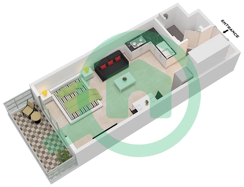 Luma 22 - Studio Apartment Type B Floor plan interactive3D