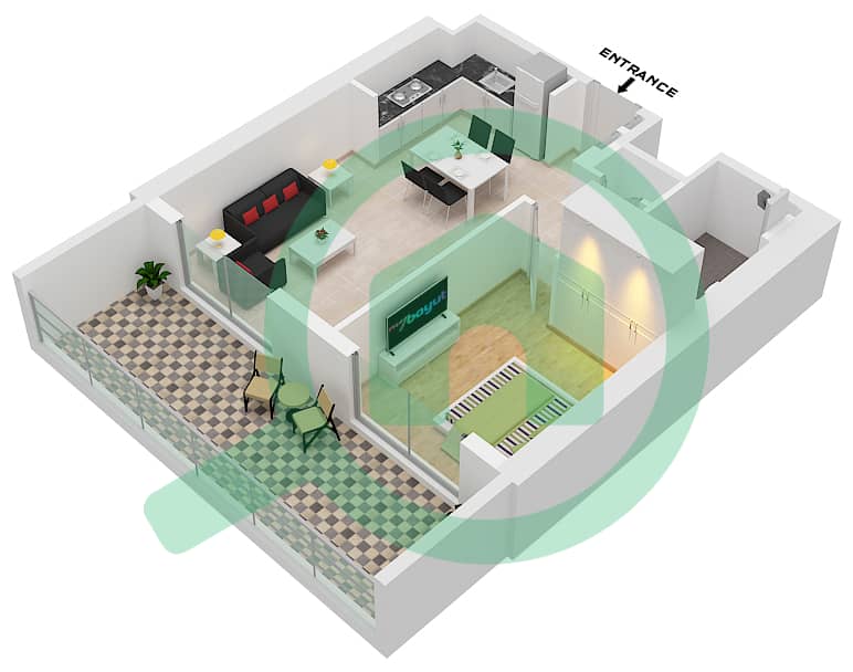 Club Drive Tower B - 1 Bedroom Apartment Type/unit 4 / 1,2,3 FLOOR GROUND Floor plan Type 4 Unit 1,2,3 Ground Floor interactive3D