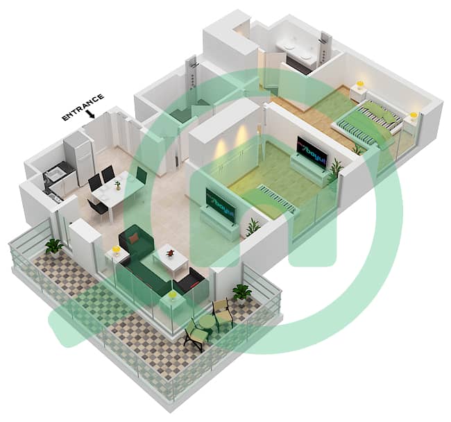 Club Drive Tower B - 2 Bedroom Apartment Type/unit 1 / 11,14 FLOOR PODIUM,1 Floor plan Type 1 Unit 11 Floor Podium,1
Type 1 Unit 14 Floor 2-14 interactive3D