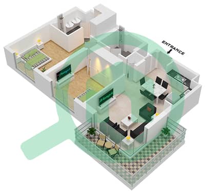 المخططات الطابقية لتصميم النموذج 2 / 07 FLOOR PODIUM, 1-17 شقة 2 غرفة نوم - برج كلوب درايف B