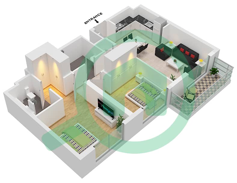 Club Drive Tower B - 2 Bedroom Apartment Type/unit 3A / 10,11,12 FLOOR 2-17 Floor plan Type 3A Unit 10 Floor 2-17
Type 3A Unit 11,12 Floor 2-14 interactive3D
