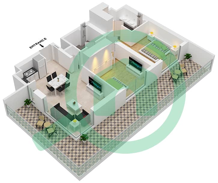 Club Drive Tower B - 2 Bedroom Apartment Type/unit 4 / 4 FLOOR GROUND Floor plan Type 4 Unit 4 Ground Floor interactive3D