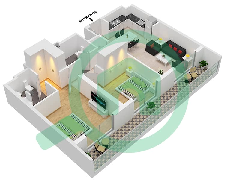 Club Drive Tower B - 2 Bedroom Apartment Type/unit 5 / 9 FLOOR 1 Floor plan Type 5 Unit 9 Floor 1 interactive3D