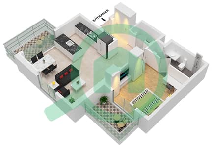 المخططات الطابقية لتصميم النموذج E FLOOR 2-12 شقة 1 غرفة نوم - بيركلي بليس