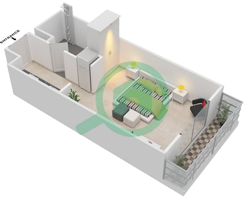 Parklane Residence 1 - Studio Apartment Type A / FLOOR 2-10 Floor plan Floor 2-10 interactive3D