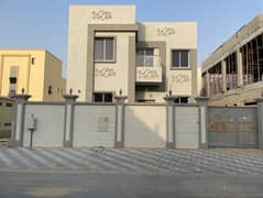 Two-storey villa for rent in Ajman, Al Yasmeen area 5 master bedrooms, a sitting room and a living room With air conditioners 85 thousand dirhams are required