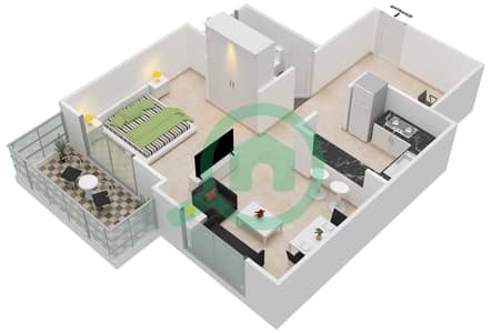 Ice Hockey Tower - Studio Apartment Type/unit C /2 Floor plan