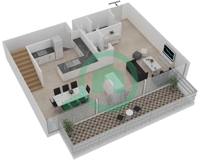 المخططات الطابقية لتصميم النموذج DUPLEX B شقة 3 غرف نوم - زايا هاميني