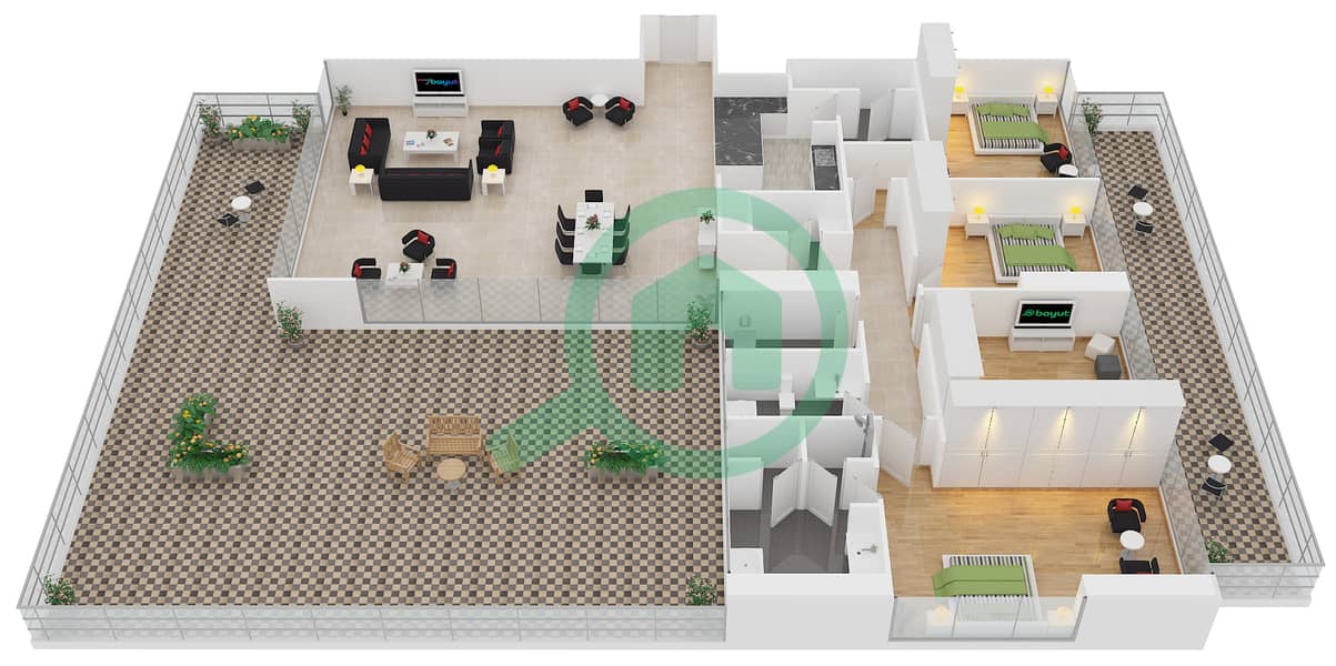 Zaya Hameni - 4 Bedroom Apartment Type B Floor plan interactive3D