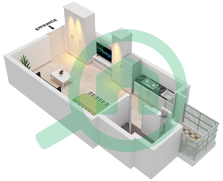 Oro24莱万托住宅楼 - 单身公寓类型1戶型图 interactive3D