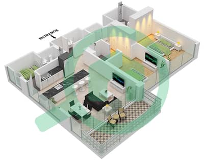 المخططات الطابقية لتصميم الوحدة 3 FLOOR 3-13,14-18 شقة 2 غرفة نوم - نايا في ديستريكت ون