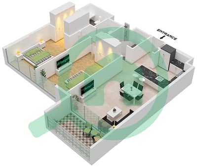 المخططات الطابقية لتصميم الوحدة 4 FLOOR 2 شقة 2 غرفة نوم - نايا في ديستريكت ون